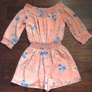 Blush off the shoulder romper